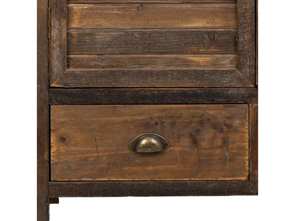 Armoire en bois marron avec 2 tiroirs et 2 portes, 89x36x180,5 cm