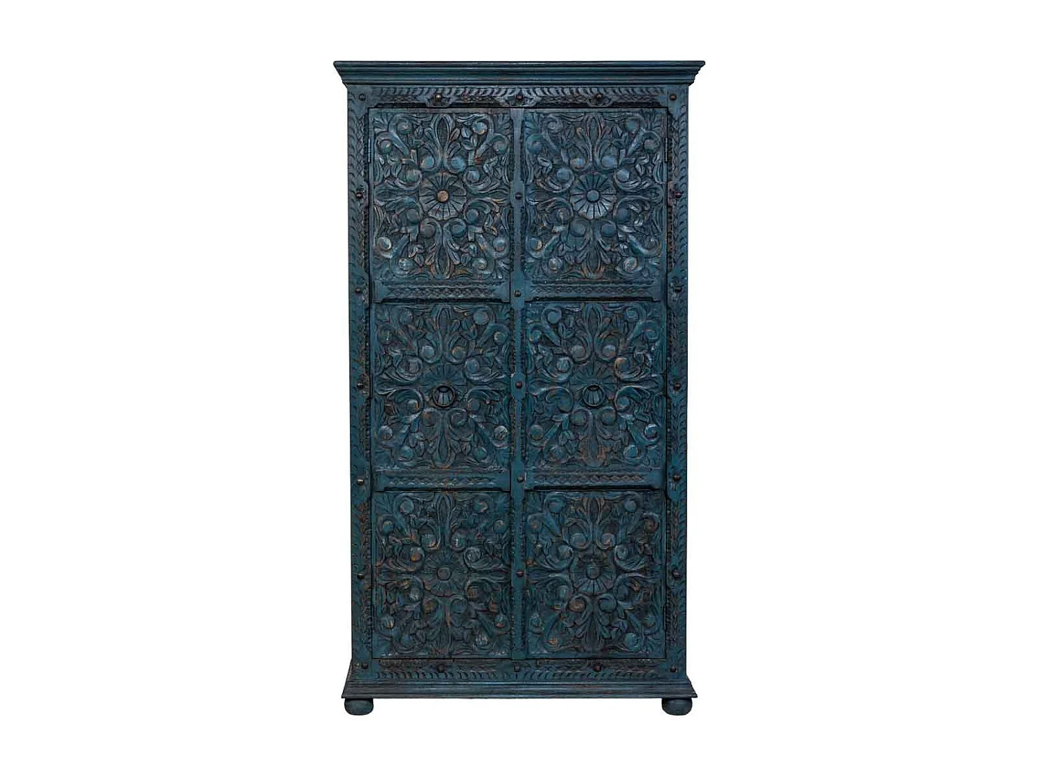 Armario de madera artesanal azul 102x44x183h cm