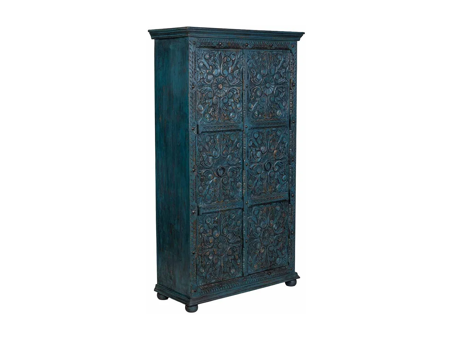 Armario de madera artesanal azul 102x44x183h cm