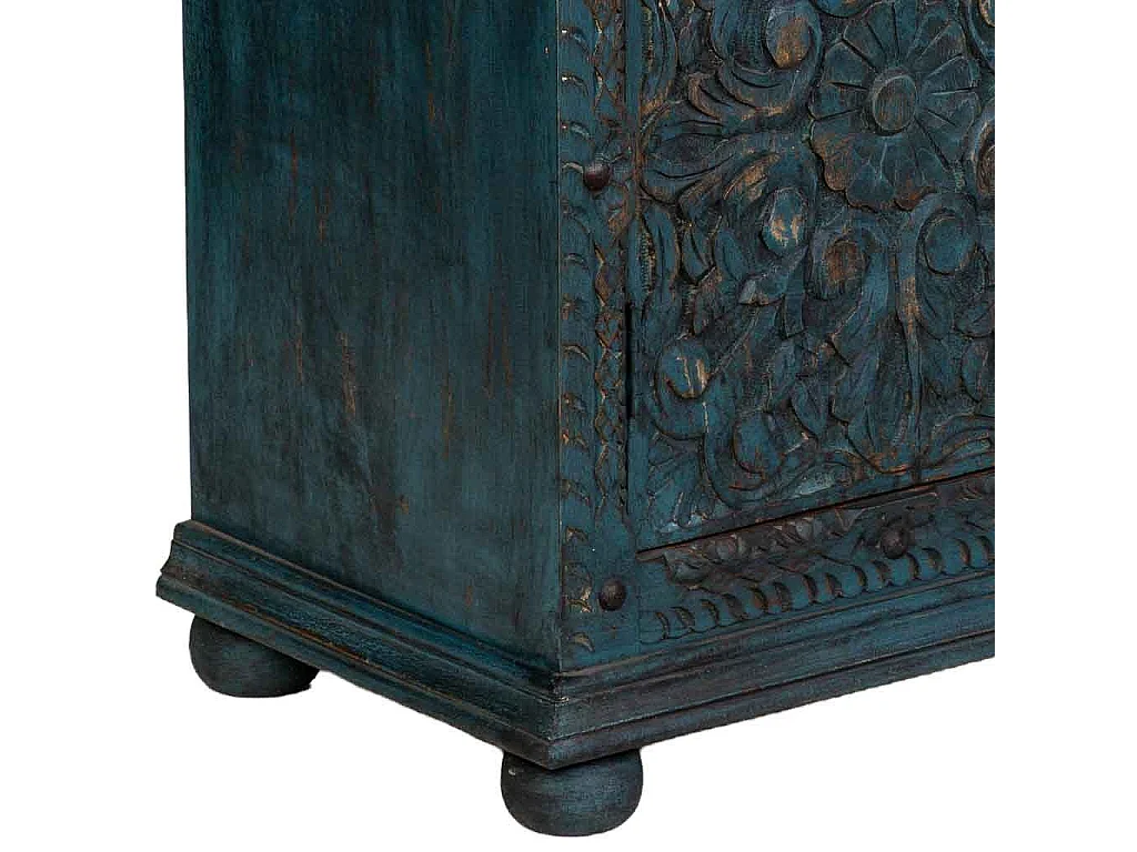 Armario de madera artesanal azul 102x44x183h cm