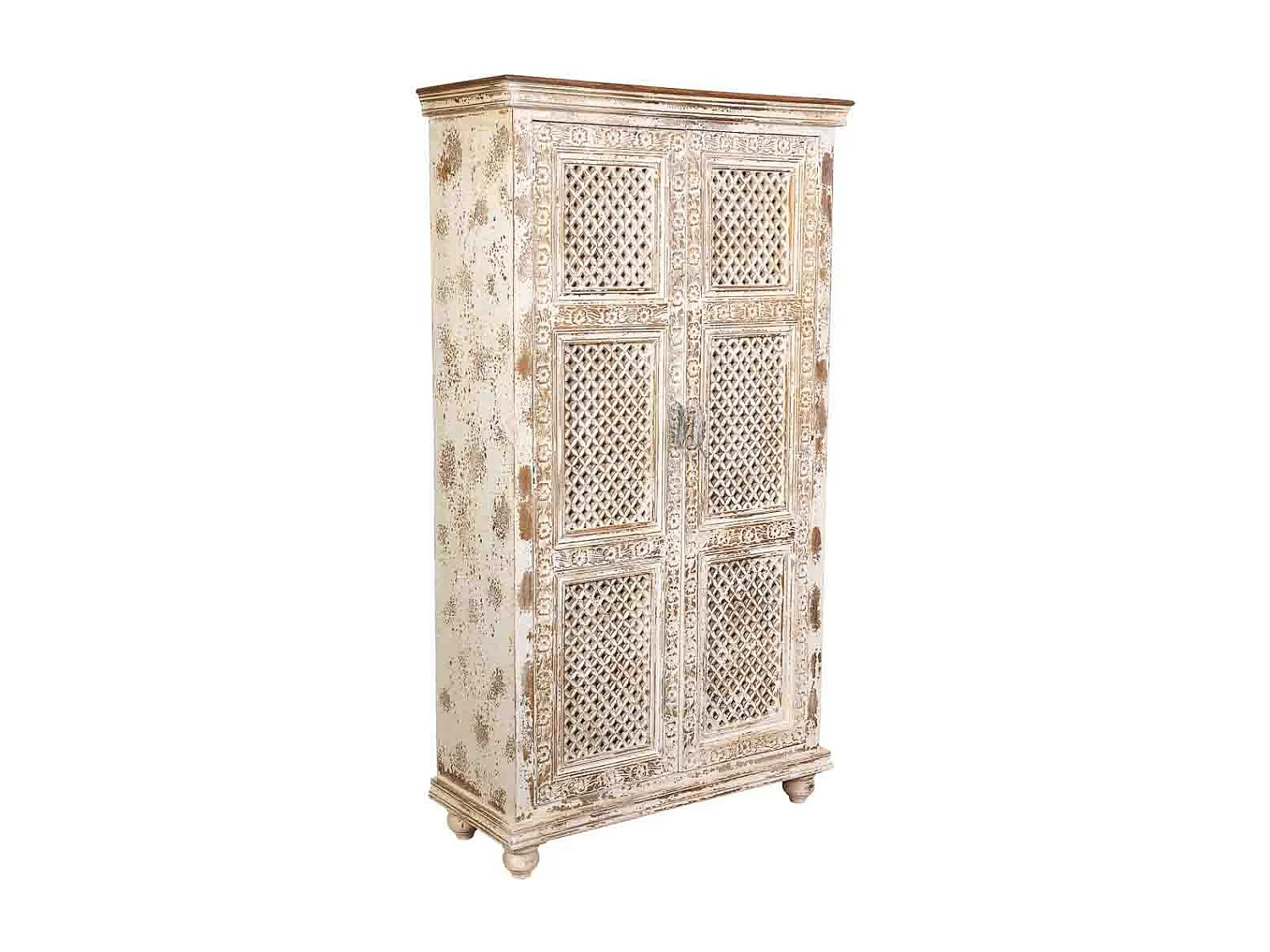 Armario de madera artesanal blanco 104x43x188h cm