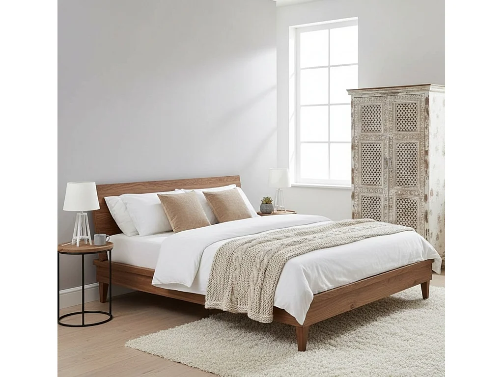 Armario de madera artesanal blanco 104x43x188h cm