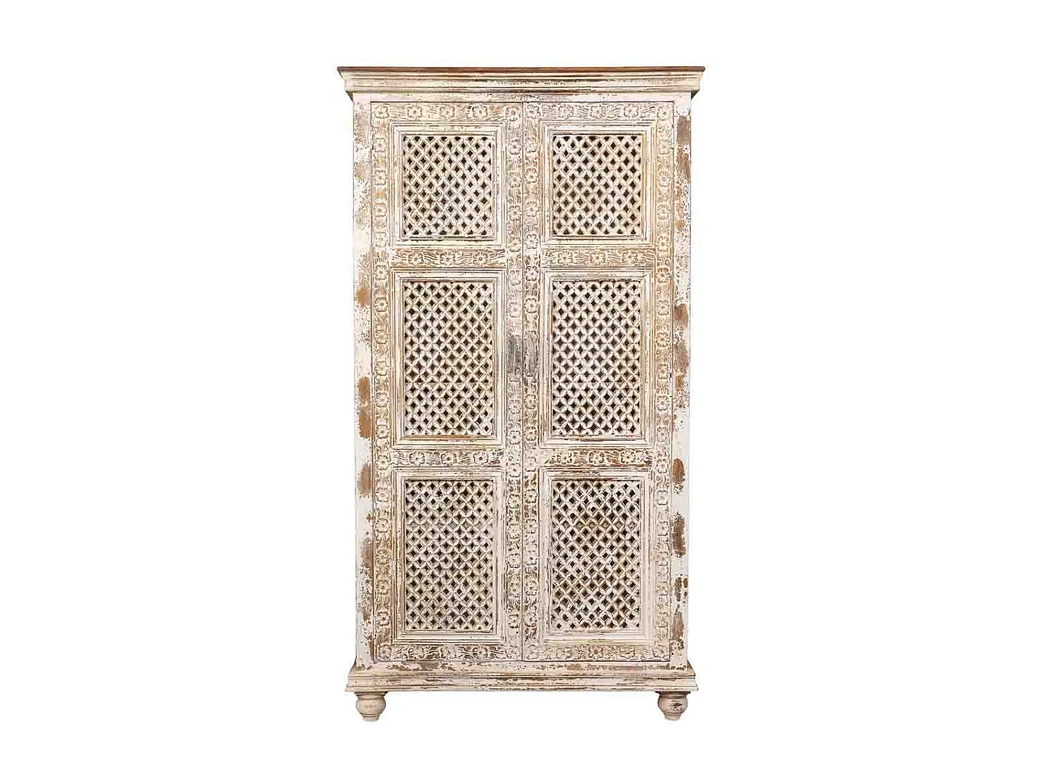 Armario de madera artesanal blanco 104x43x188h cm