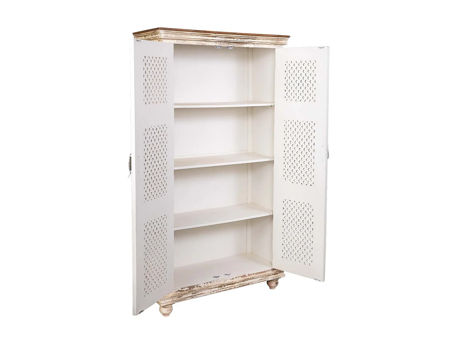 Armario de madera artesanal blanco 104x43x188h cm