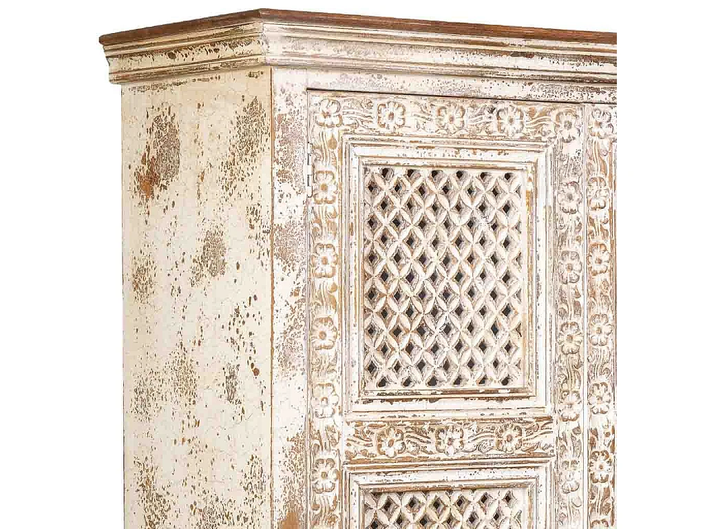 Armario de madera artesanal blanco 104x43x188h cm