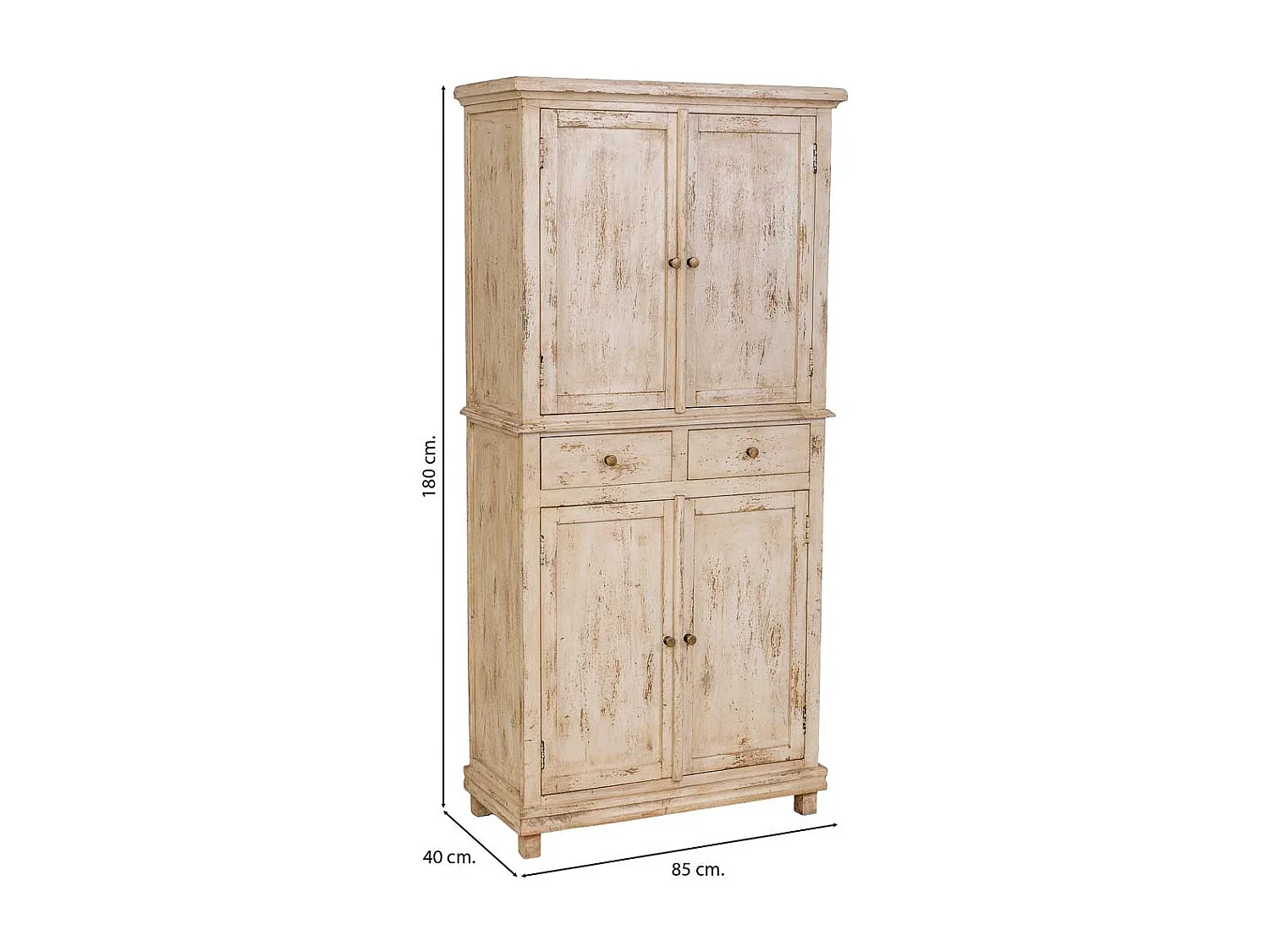 Armario de madera artesanal beige 85x40x180h cm