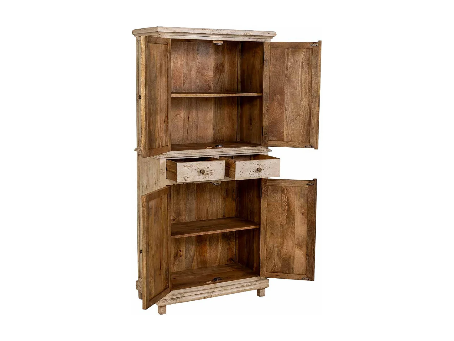 Armario de madera artesanal beige 85x40x180h cm