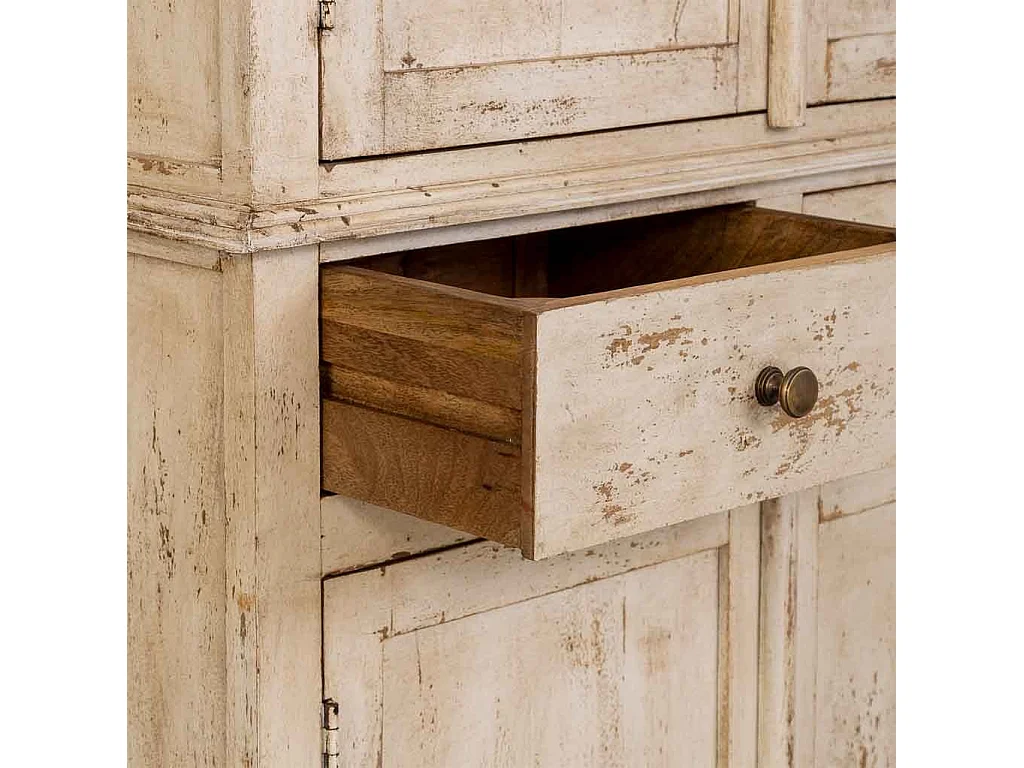 Armario de madera artesanal beige 85x40x180h cm