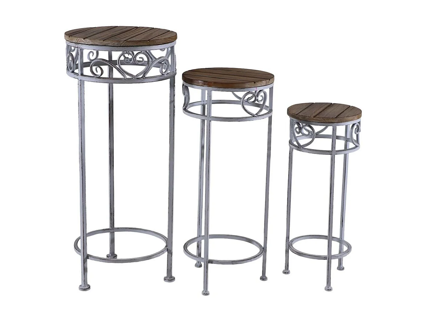 Ensemble de 3 supports pour pots de fleurs beige, 30x30x71h cm