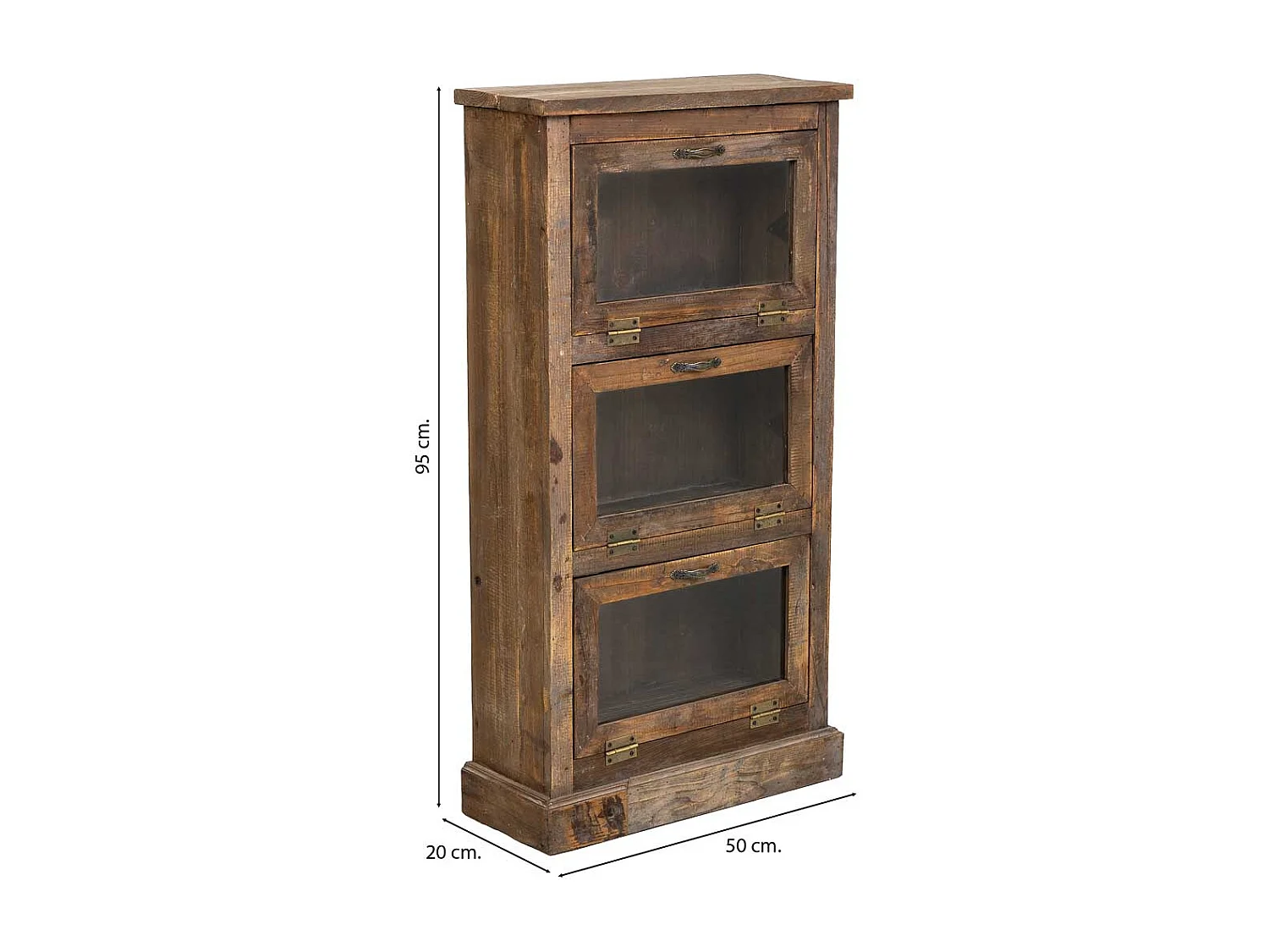 Armoire en bois marron à 3 portes, 50 x 20 x 95 cm (hauteur)