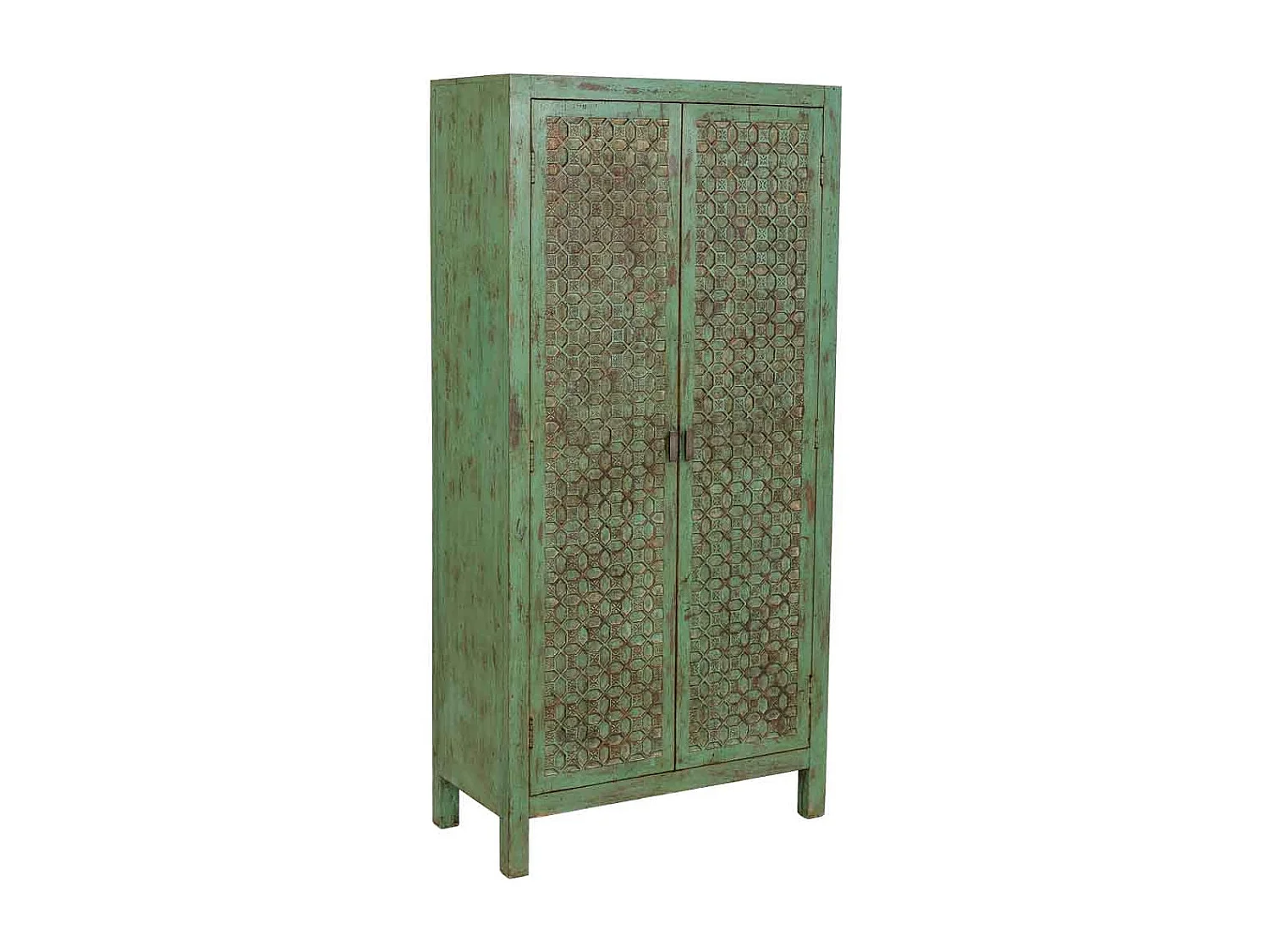 Armadio in legno verde fatto a mano 85x40x176h cm