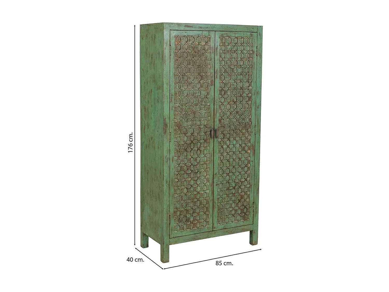 Armadio in legno verde fatto a mano 85x40x176h cm