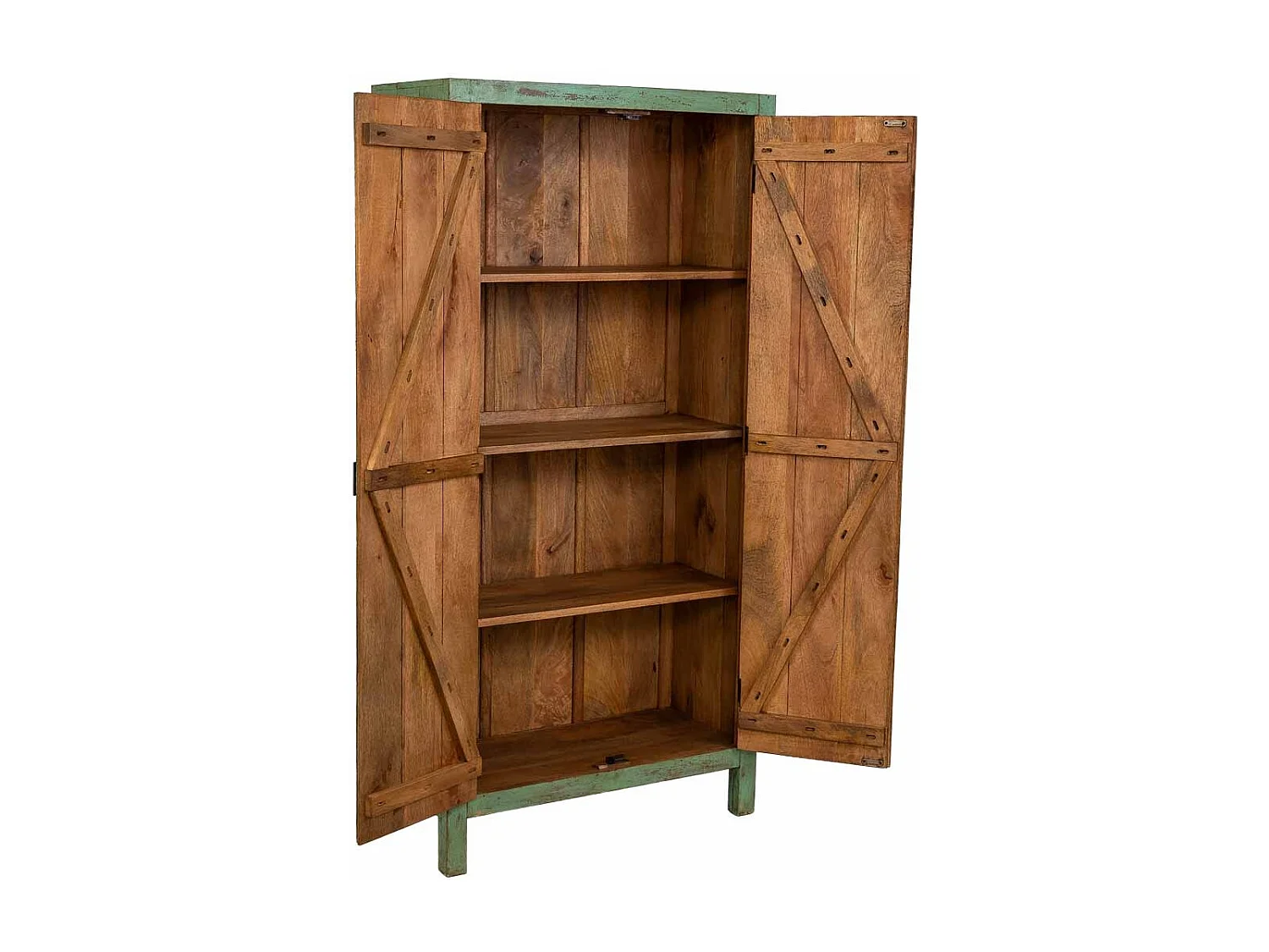 Armadio in legno verde fatto a mano 85x40x176h cm