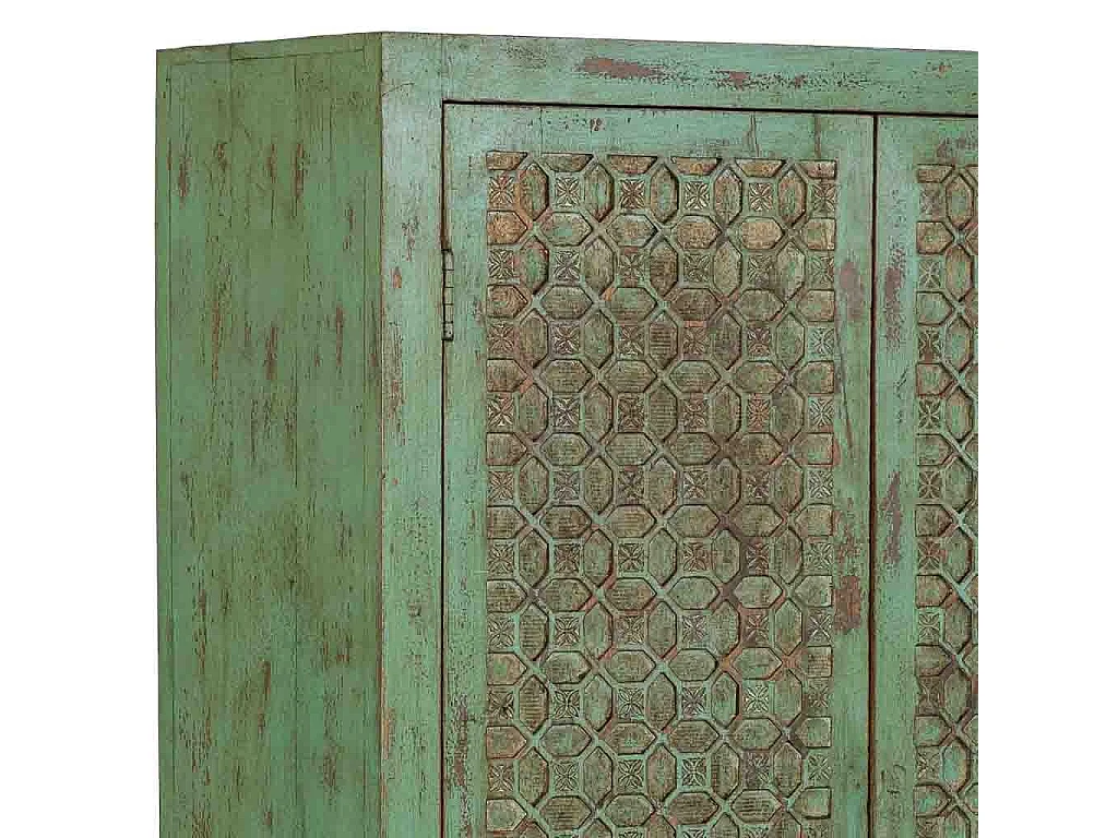 Armadio in legno verde fatto a mano 85x40x176h cm
