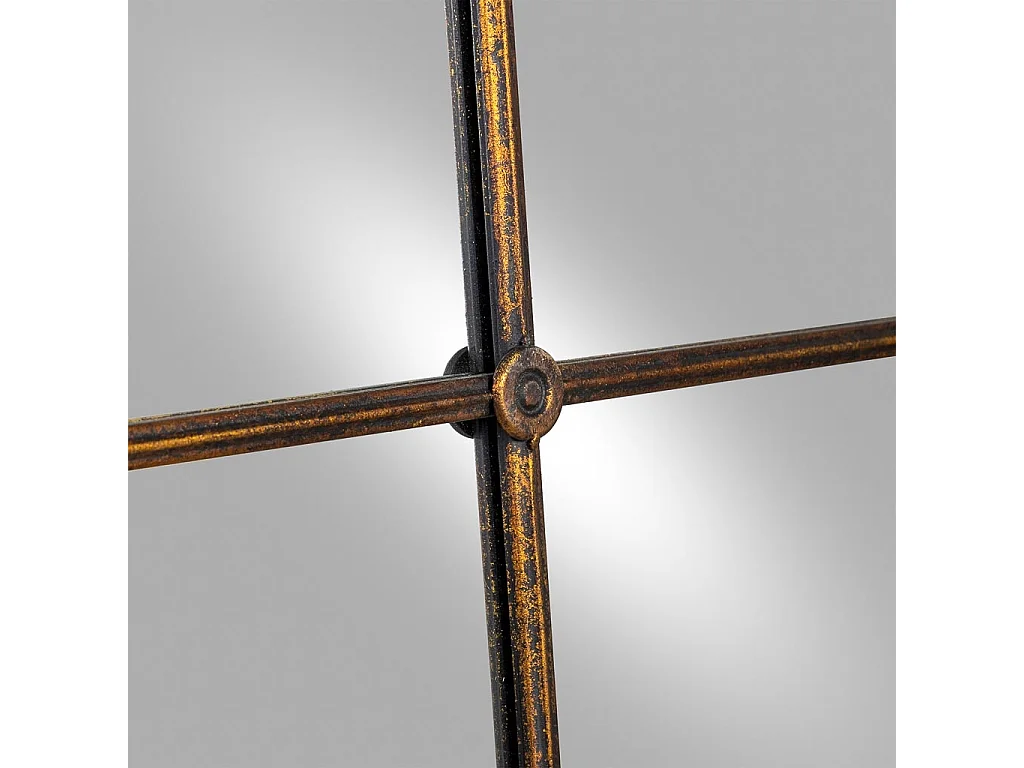 Miroir mural en bois et fer noir 60 x 3 x 190 cm (h)