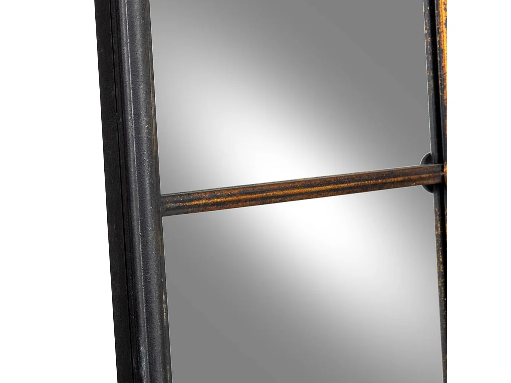 Miroir mural en bois et fer noir 60 x 3 x 190 cm (h)
