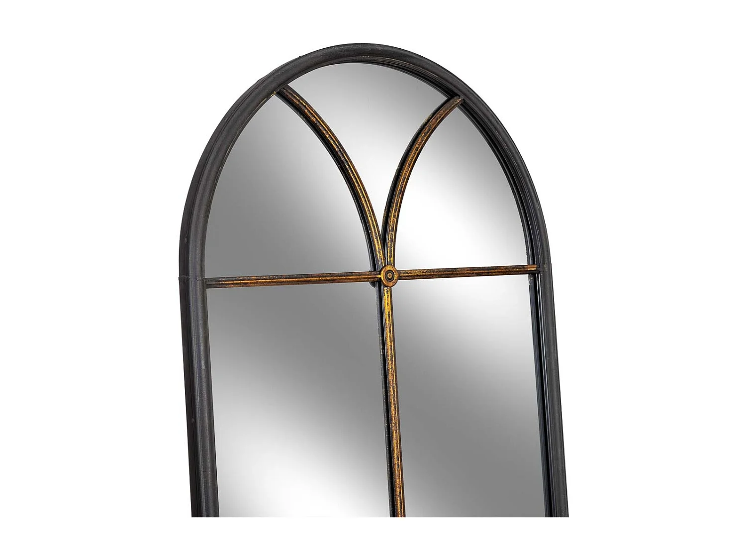 Espelho de parede de madeira e ferro preto 60x3x190h cm