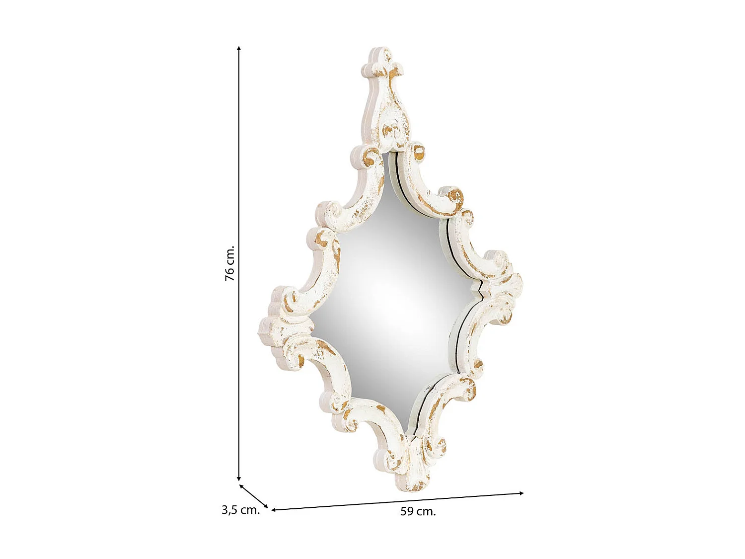 Espejo de pared de madera blanco 59x3.5x76h cm