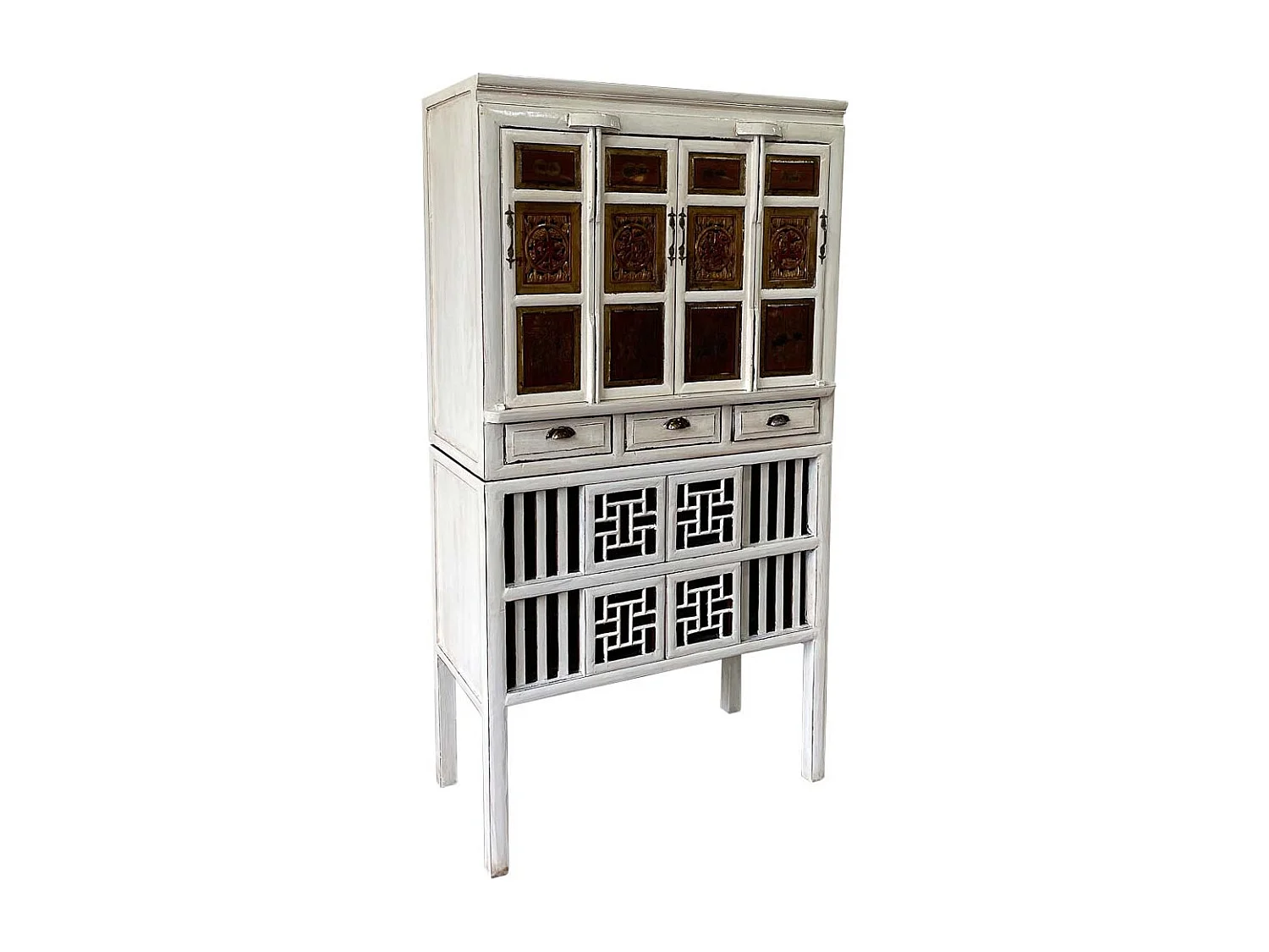 Armoire en bois blanc faite à la main 96x42x175h cm