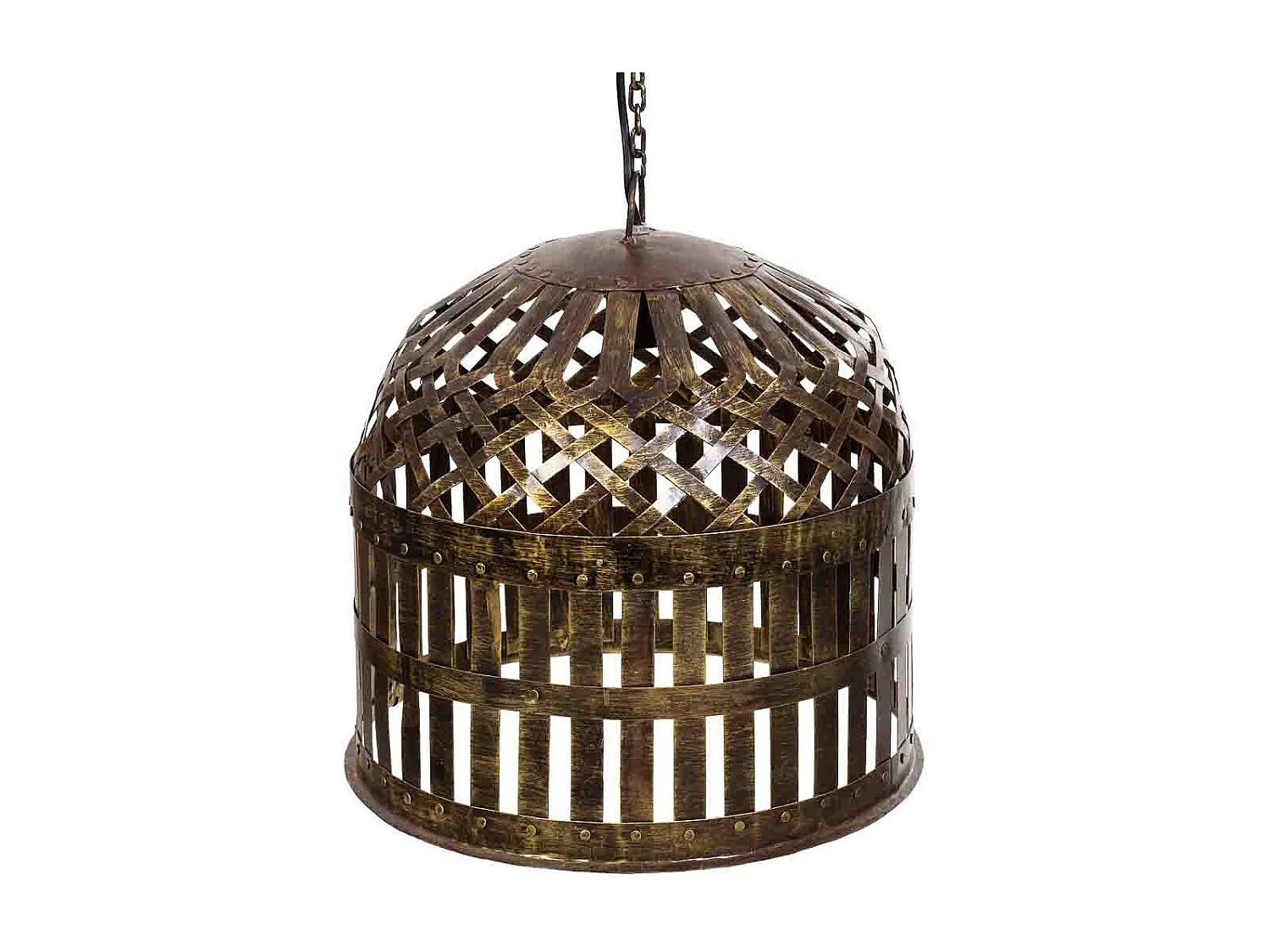 Plafonnier en métal doré, D36x36h cm