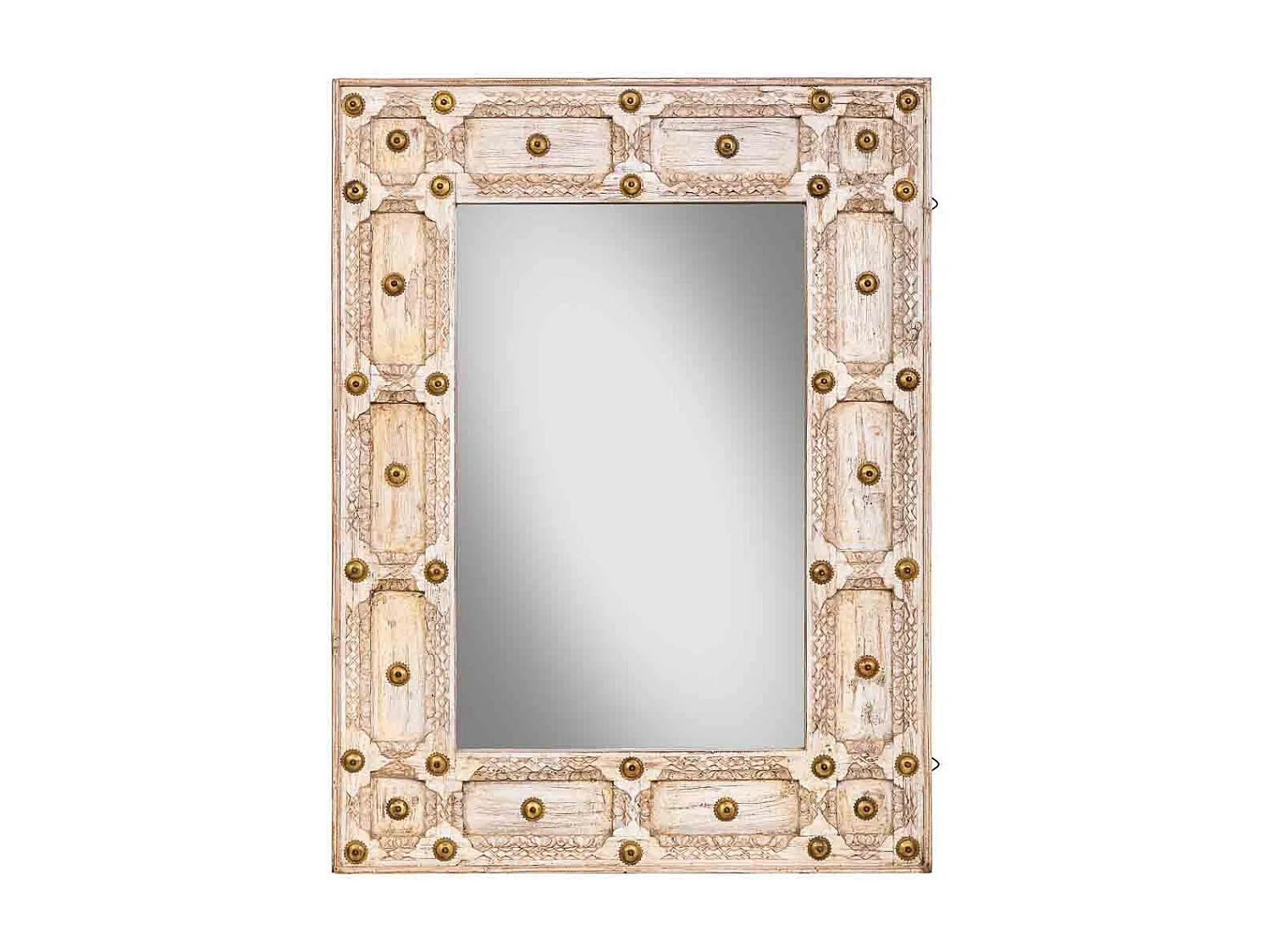 Specchio in legno marrone fatto a mano, 80x4x107h cm