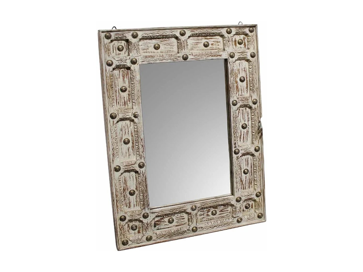 Specchio in legno marrone fatto a mano, 80x4x107h cm