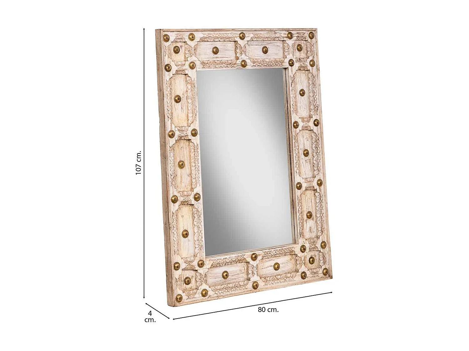 Specchio in legno marrone fatto a mano, 80x4x107h cm