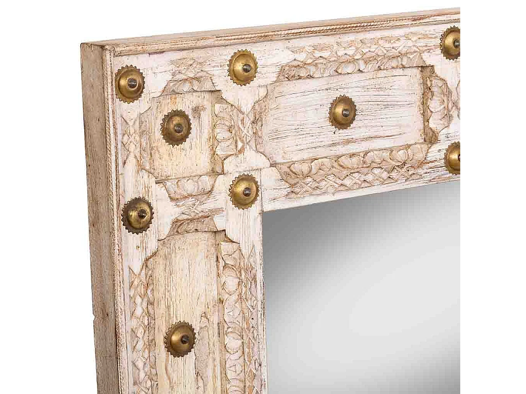 Specchio in legno marrone fatto a mano, 80x4x107h cm