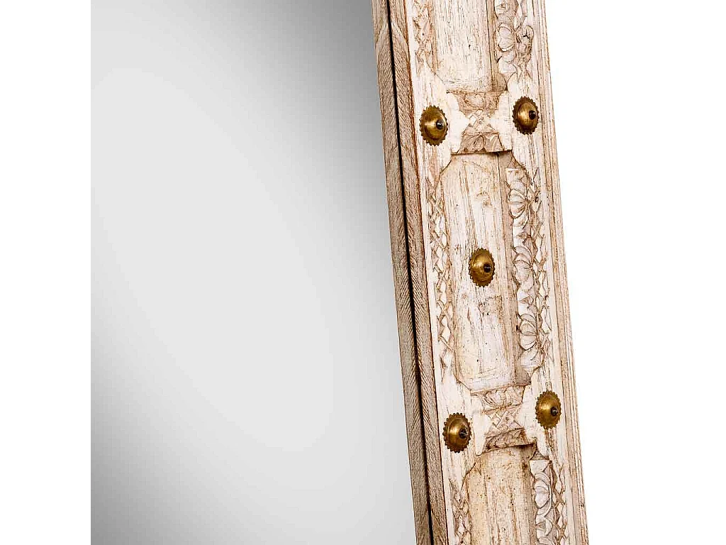 Specchio in legno marrone fatto a mano, 80x4x107h cm