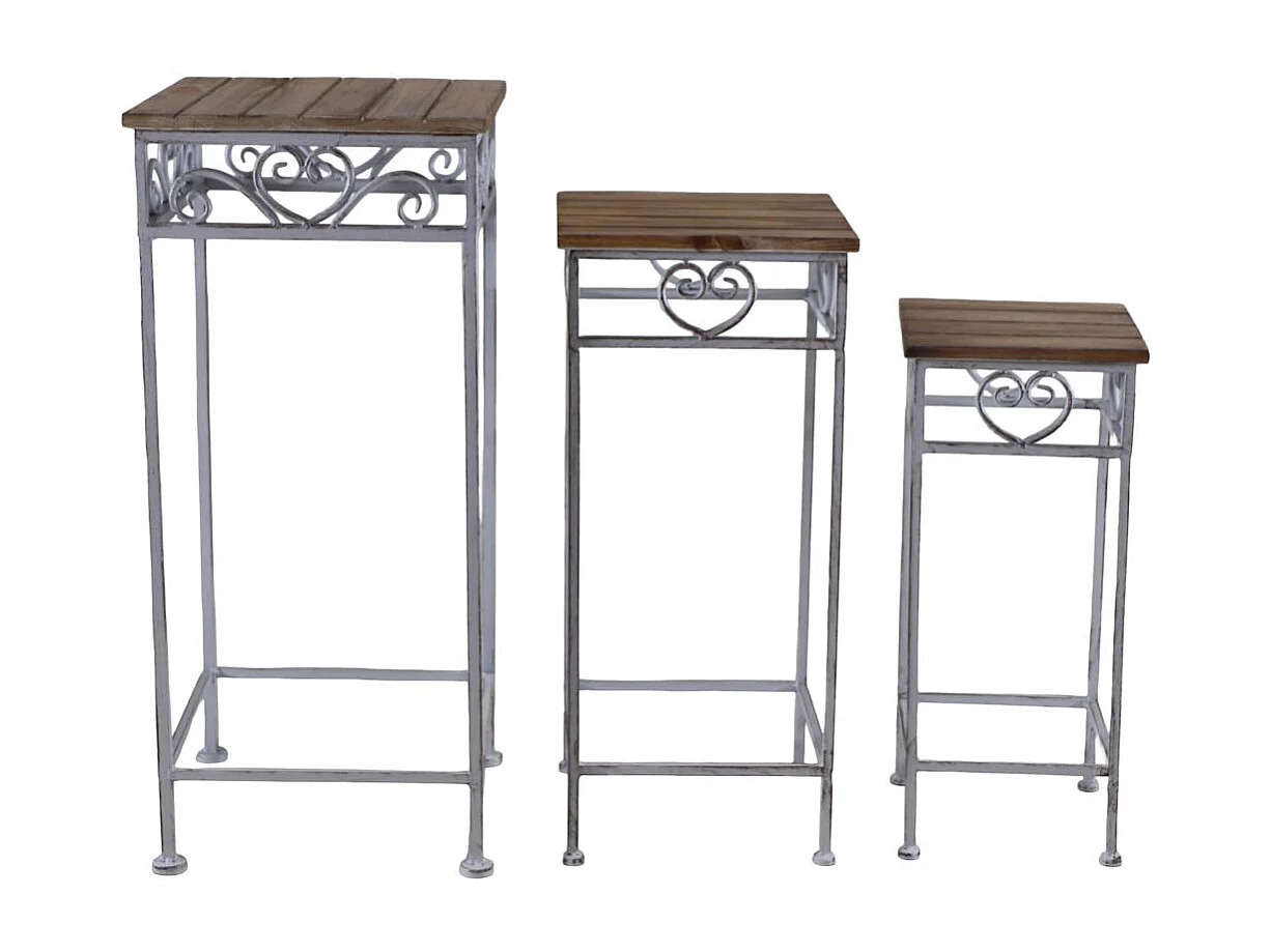 Conjunto de suporte para vasos de flores 3 peças bege, 32x32x71h cm