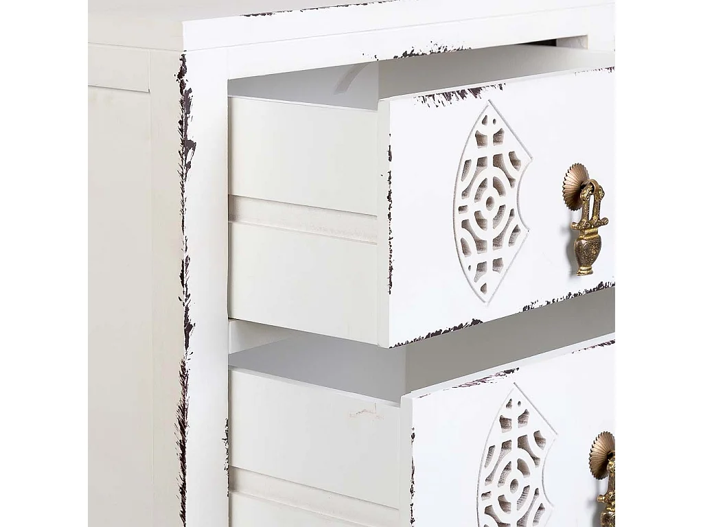 Table de chevet en bois avec 3 tiroirs blanc 45 x 36 x 70 cm