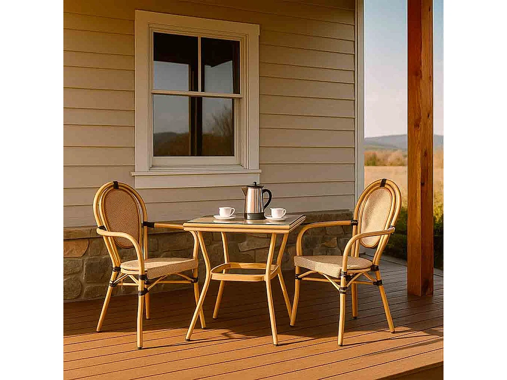 Tisch und 2 Stühle Set, Tisch: 70x70x72.Stühle(2): 55x58x88 Braun