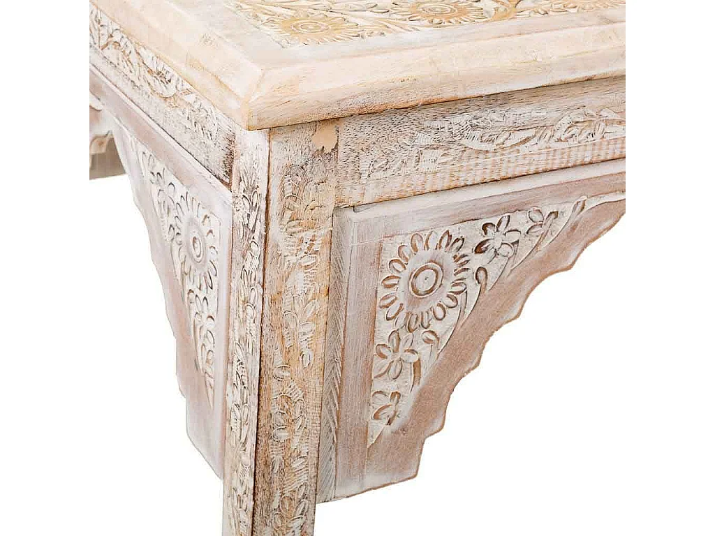 Table basse blanche artisanale en bois 45 x 45 x 54 cm (h)