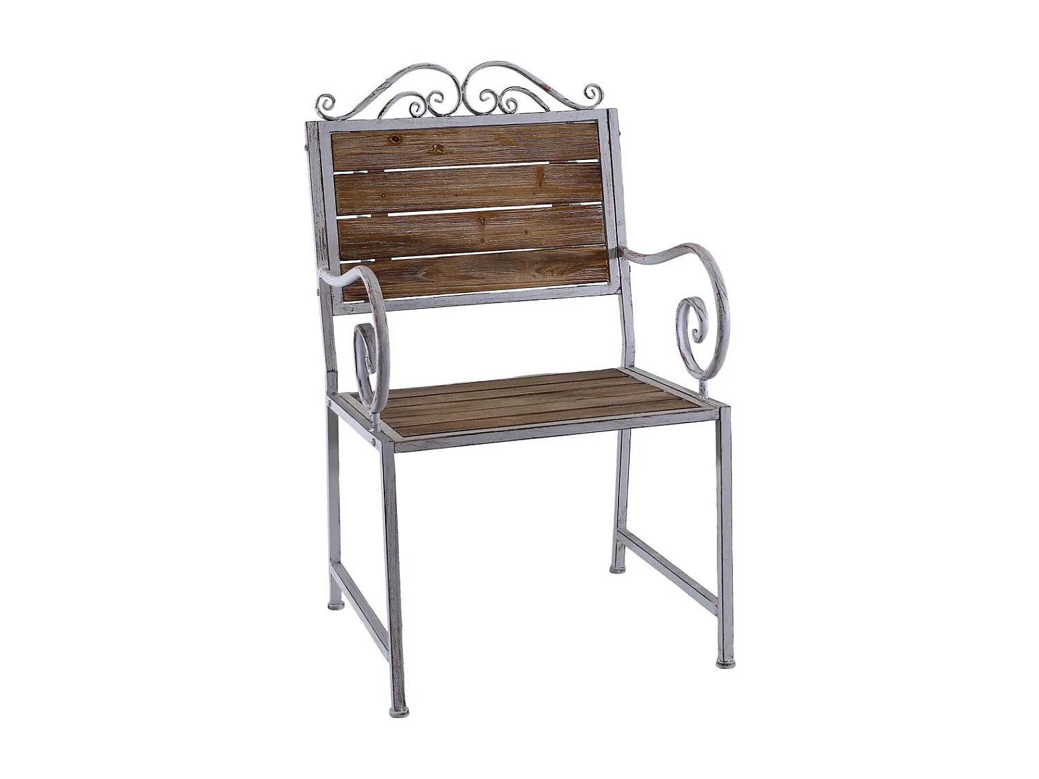 Cadeira em metal e madeira castanha, 60x54x100h cm