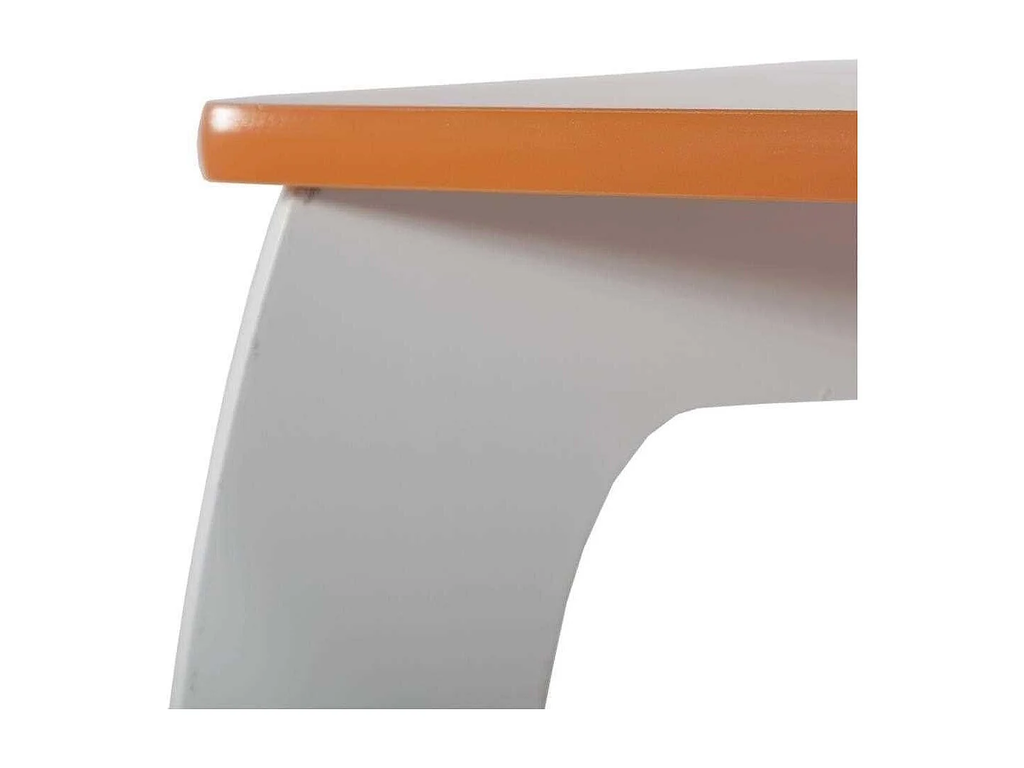 Set Tisch und 2 Hocker aus weißem/orangen Holz 96x48x42 h cm