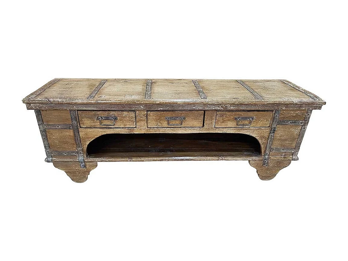 Meuble bas en bois, fabriqué artisanalement, 165-175x45x57 cm