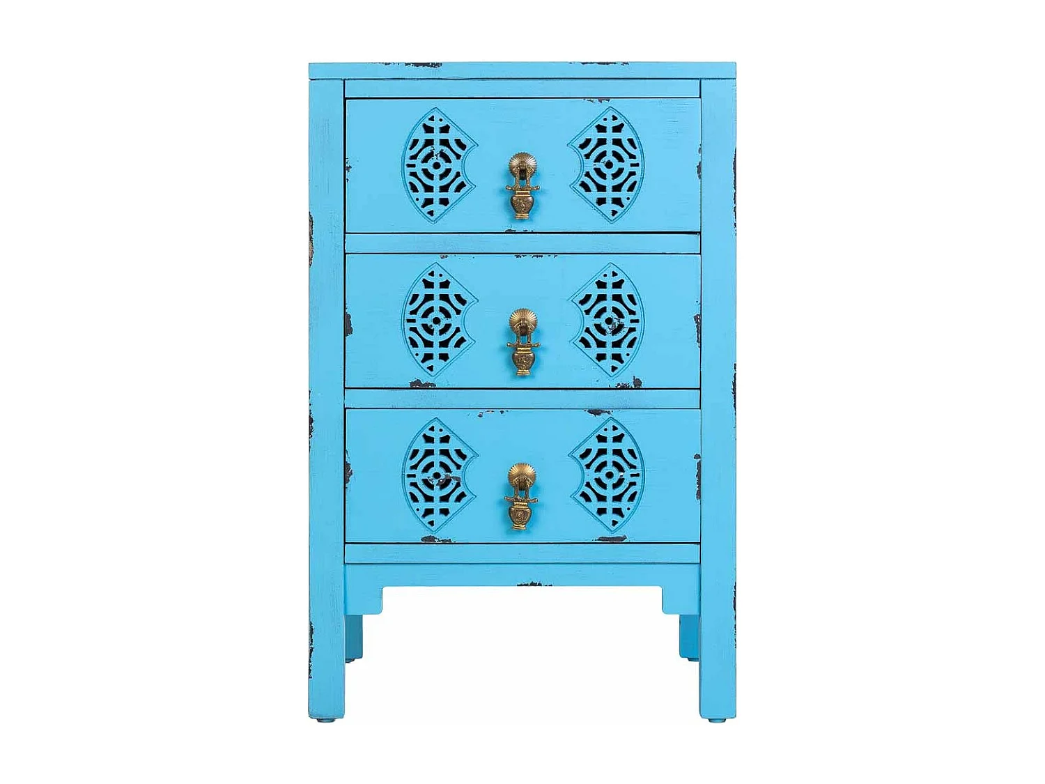 Holztisch mit 3 Schubladen 45x36x70 blau