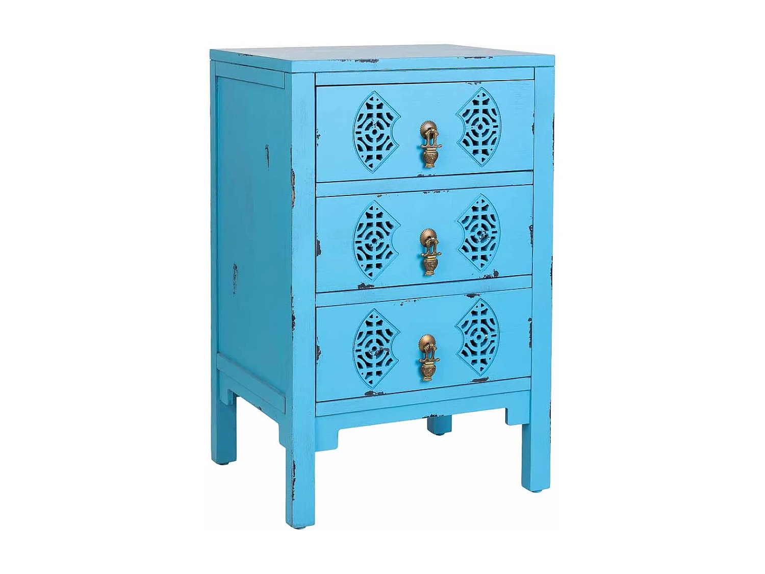 Holztisch mit 3 Schubladen 45x36x70 blau