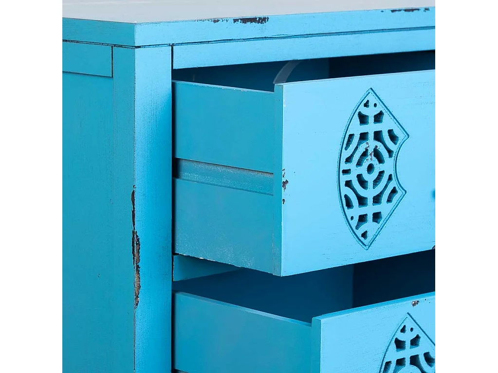Holztisch mit 3 Schubladen 45x36x70 blau