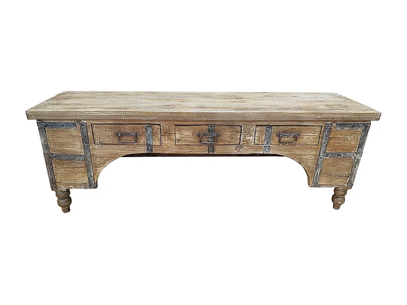 Meuble bas en bois, fabriqué artisanalement, 165-175x45x57 cm