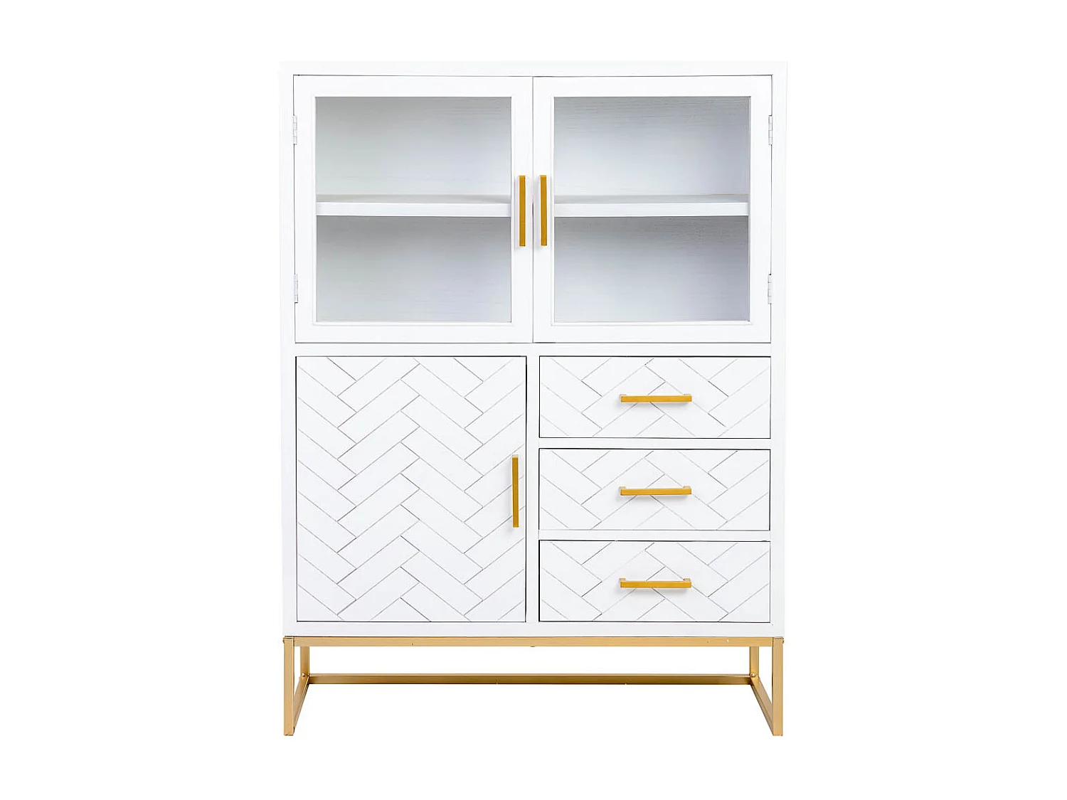 Vitrina 3 puertas y 3 cajones madera 100x40x135h cm