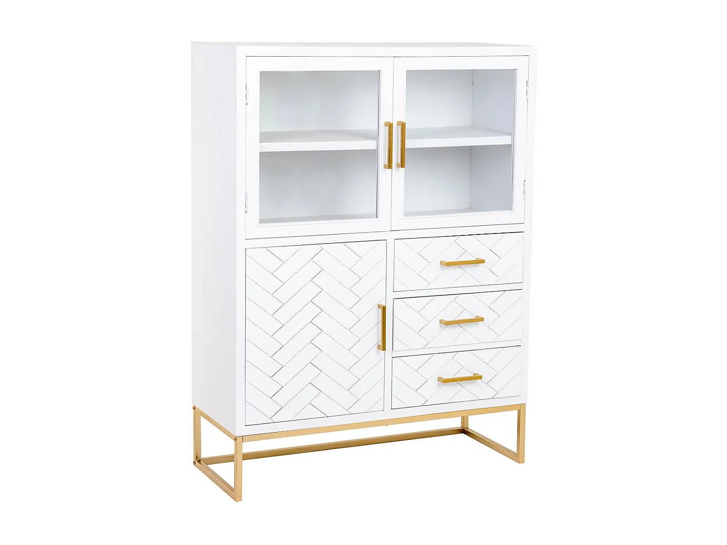 Vitrina 3 puertas y 3 cajones madera 100x40x135h cm