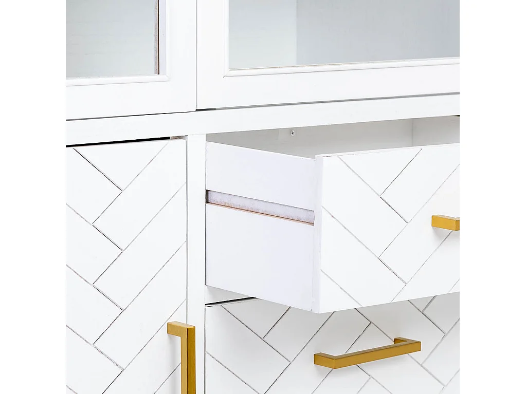 Vitrina 3 puertas y 3 cajones madera 100x40x135h cm