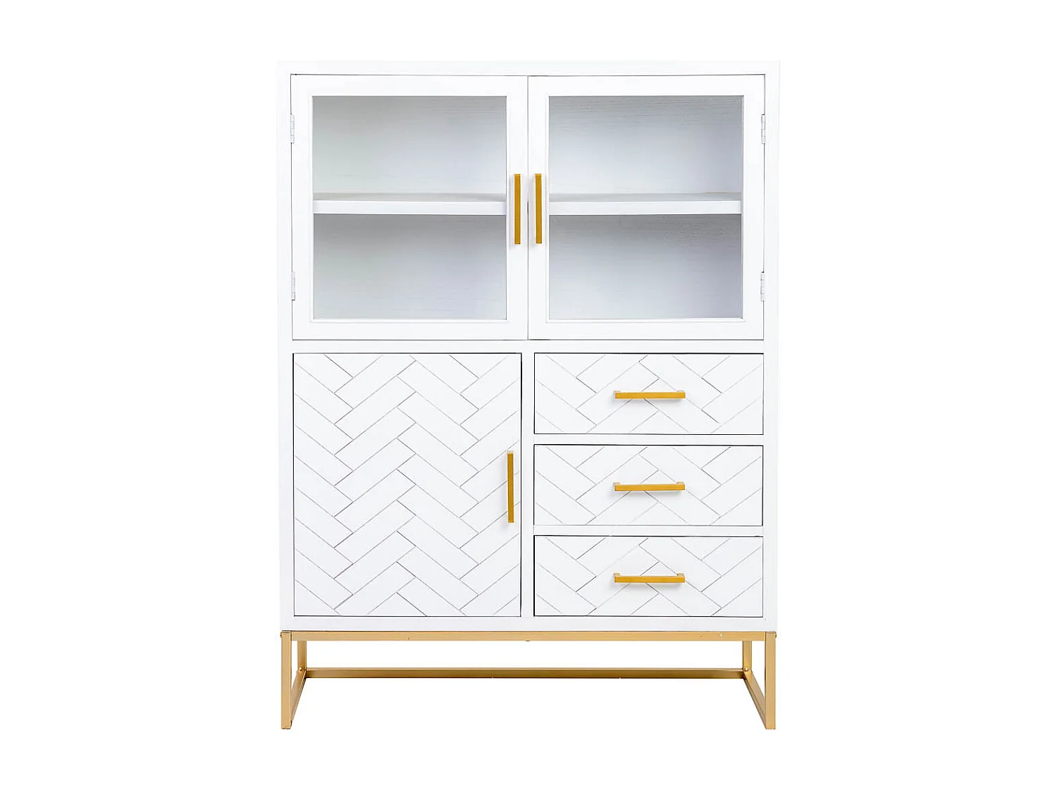 Vitrine mit 3 Türen und 3 Schubladen, Holz, 100x40x135h cm