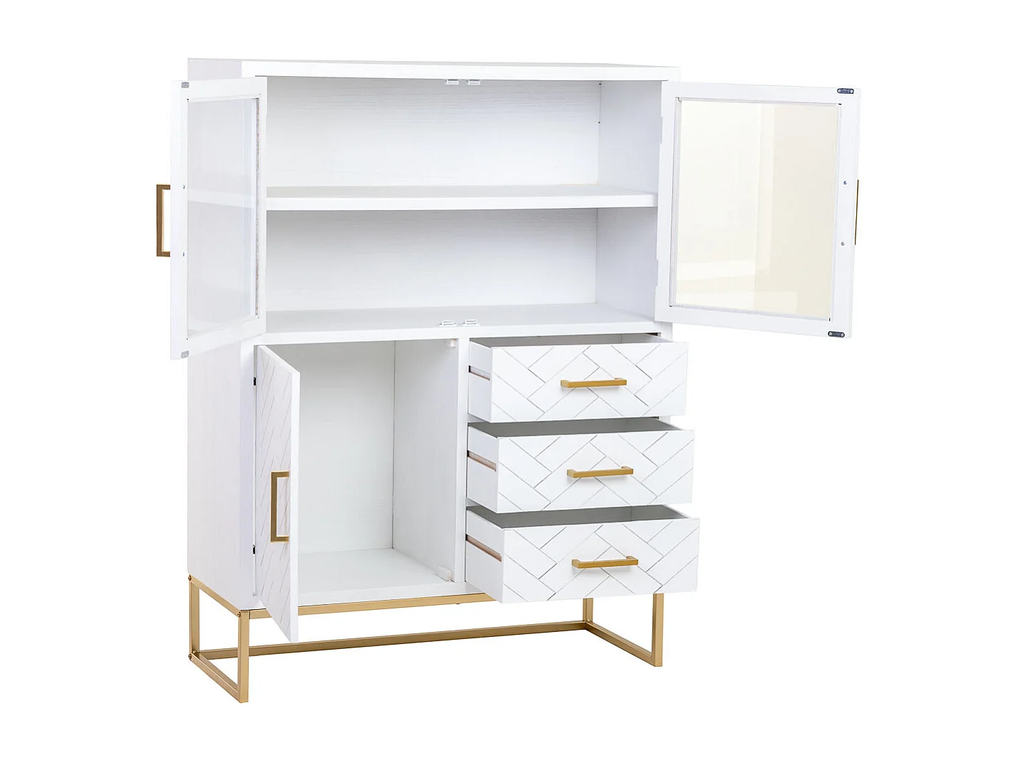 Vitrine mit 3 Türen und 3 Schubladen, Holz, 100x40x135h cm