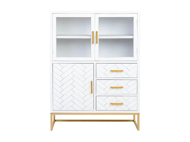 Vitrina 3 puertas y 3 cajones madera 100x40x135h cm