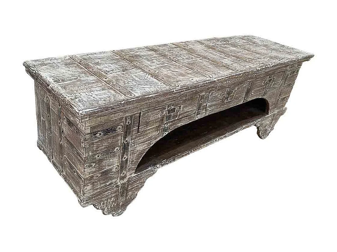 Meuble bas en bois, fabriqué artisanalement, 165-175x45x57 cm