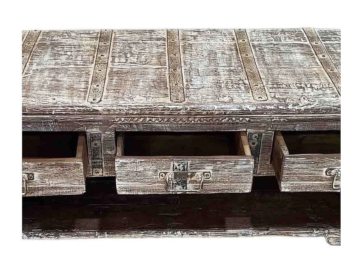 Meuble bas en bois, fabriqué artisanalement, 165-175x45x57 cm