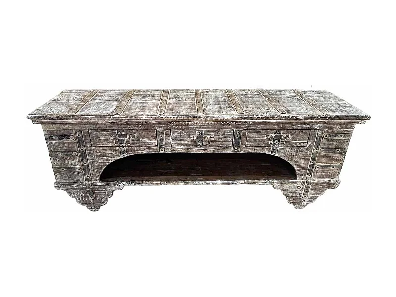 Meuble bas en bois, fabriqué artisanalement, 165-175x45x57 cm