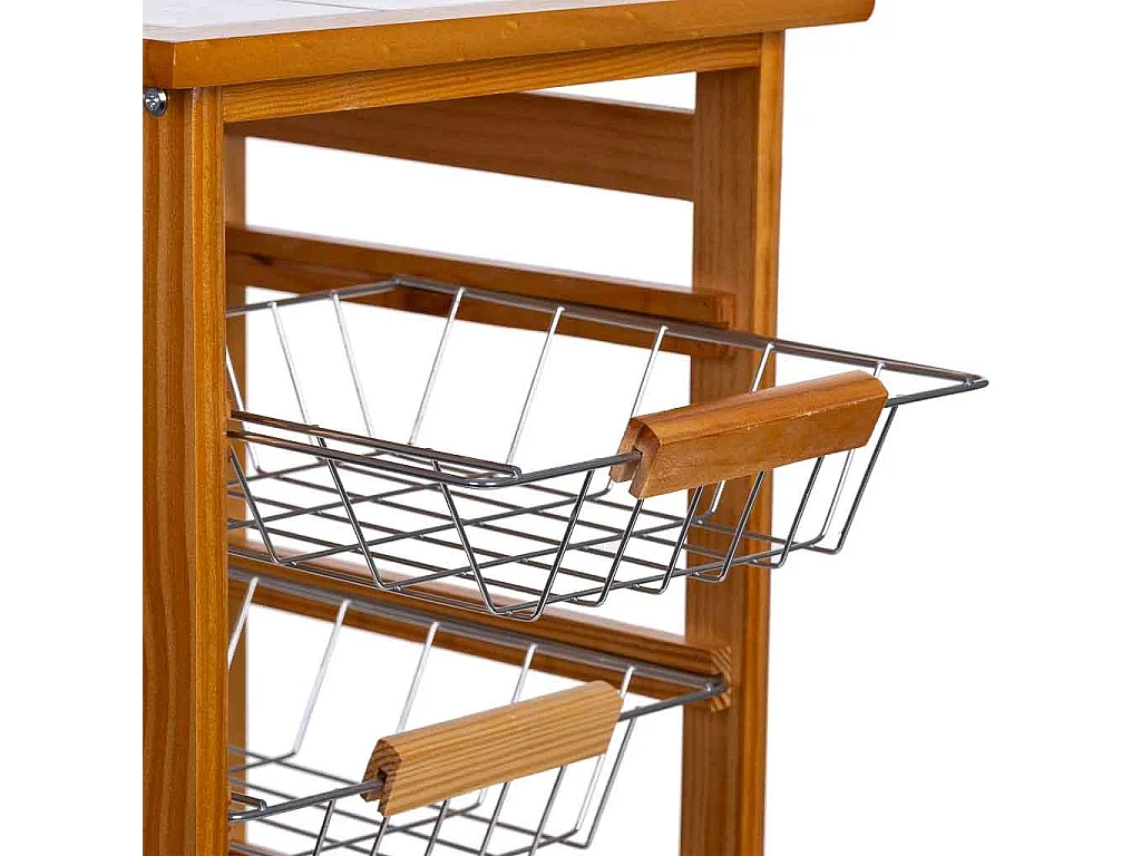 Carro de cocina de madera37x37x76h cm